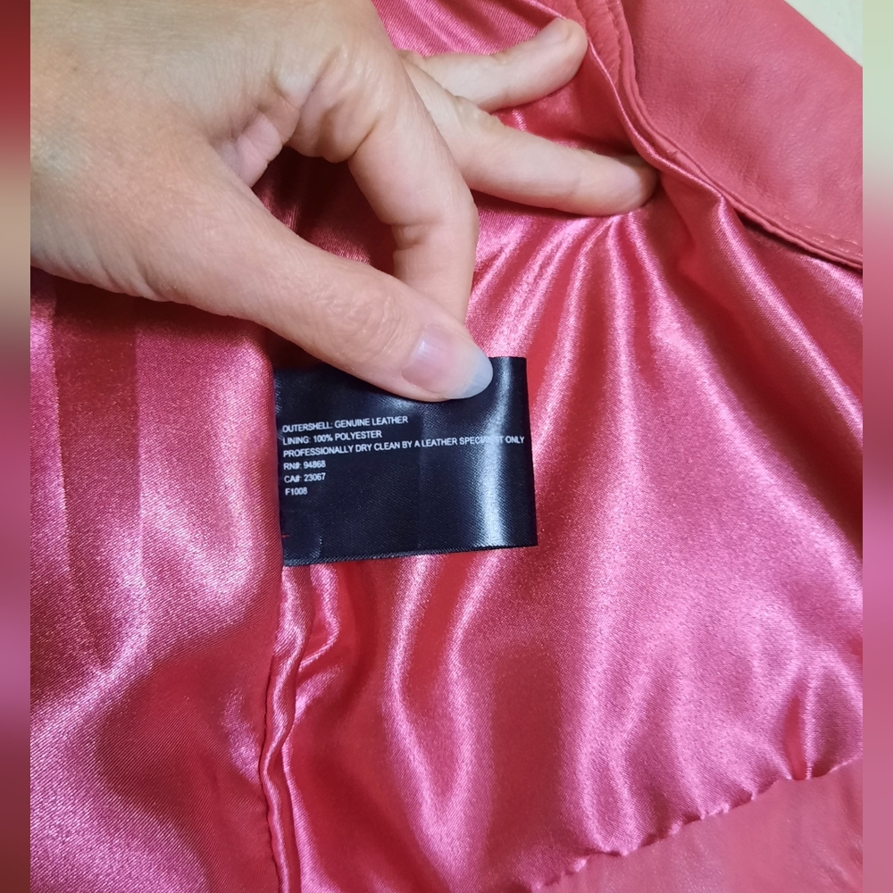 Bernardo Women's Pink Genuine Leather Moto Jacket Edgy Feminine Biker Capsule - Picture 8 of 9